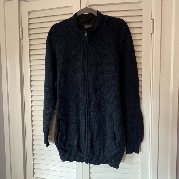 Pendleton men's Full-Zip Sweater cardigan XL washable wool navy blue Shetland - Picture 3 of 11